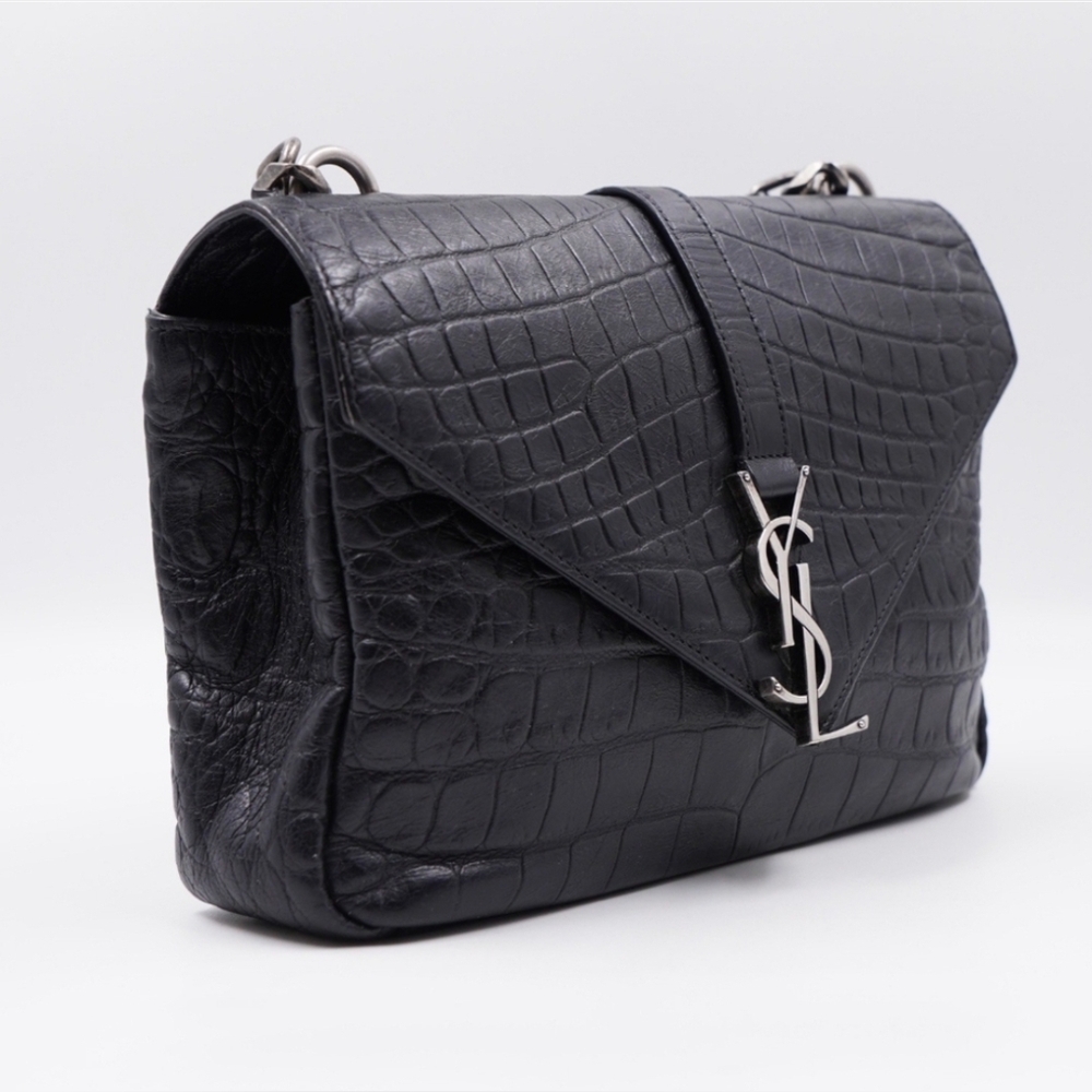 ❌ SOLD ❌ SAINT LAURENT Calfskin Crocodile Embossed College Satchel - Picture 4 of 15